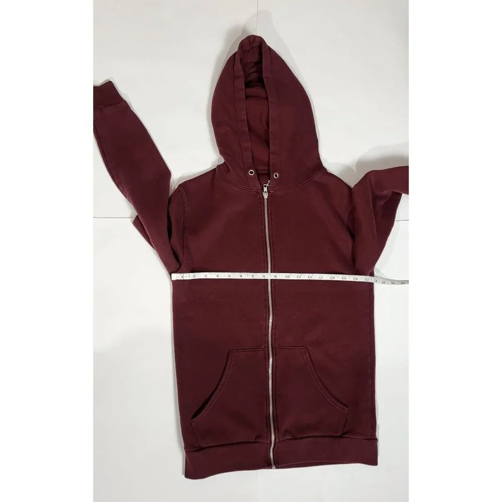 Clean Tees Fresh Maroon Zip-Up Hoodie Size Small